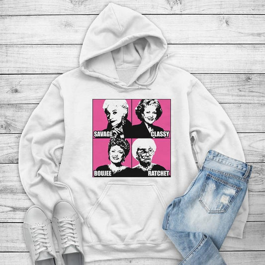 Savage Classy Boujee Ratchet Golden  Hoodie, Printed in the USA hoodie #funny #cute #girly