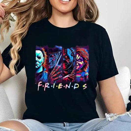 Scary Halloween Movie Neon Shirt, Halloween Horror Movie Sweatshirt,  Horror Movie Shirt, Sarcastic Graphic Tee, Unisex Classic Cotton Tee, For Men, For Women