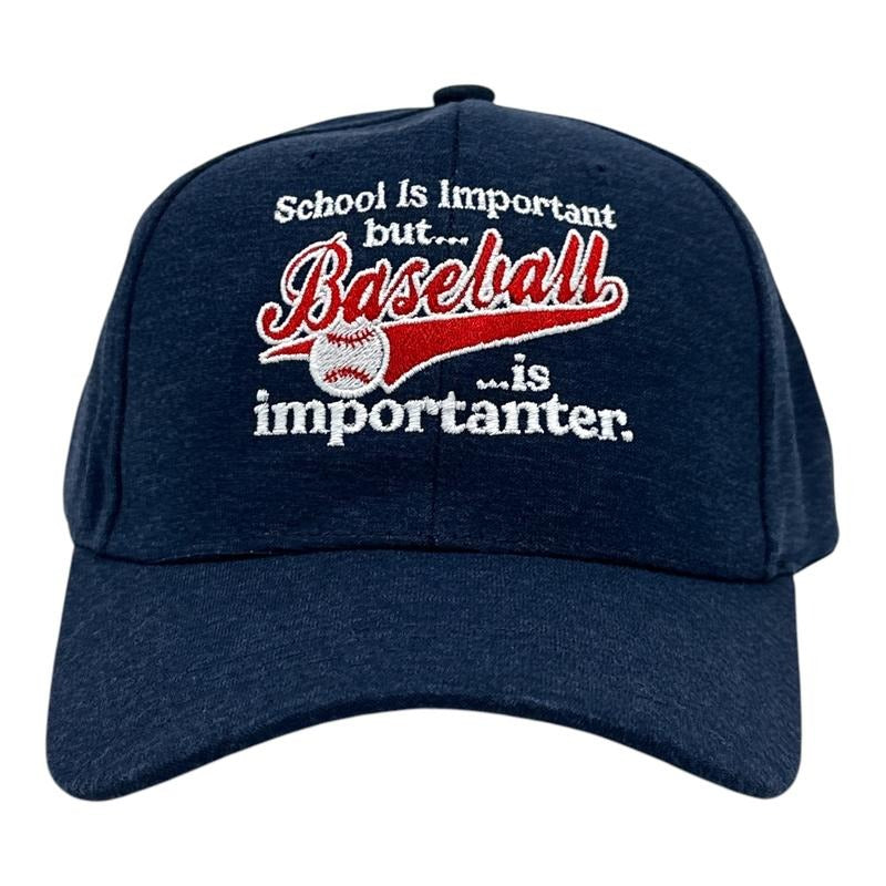 School Is Important But Baseball Is Importanter Hat Funny Sarcastic Graphic Novelty Cap Funny Hats Funny Baseball ...