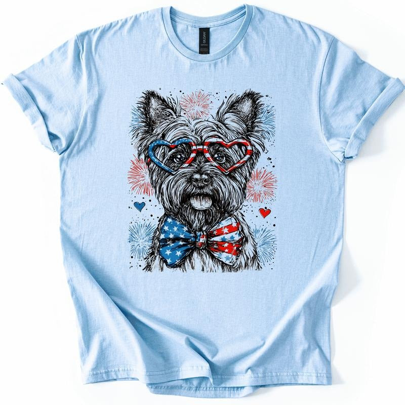 Scottish Terrier Patriotic Dog, USA, America, Pet Lover, 4th of July, Soft Style T-Shirt, Soft Style Tee, Women's Graphic Tshirt