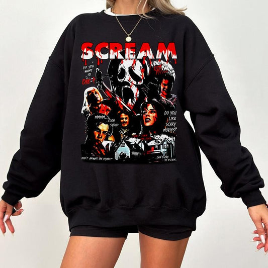 Scream Vintage Halloween Shirts, Ghostface Shirts, Horror Movie Tee, Spooky Season Shirts, Womenswear Casual Hoodie & Tops for Halloween 2024 - Baggy