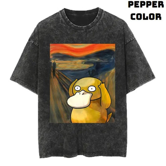 Screaming Psyduck Shirt | The Scream Art , Vintage Style Japanese Shirt , For Unisex , Gift for fan Pokemon Menswear Top Underwear Streetwear