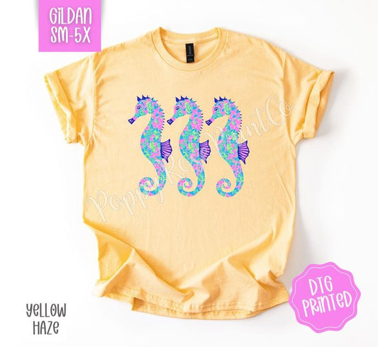 Seahorse Trio Shirt Gildan, Women's Beach Tee, Trendy Summer Tshirt Plus Sizes, Gift for Her