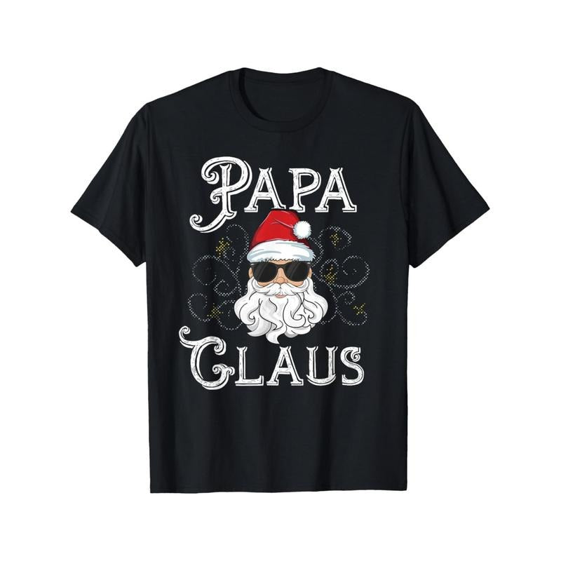 Seasons Comfortable Cotton Papa Claus Matching Family Christmas Outfit Xmas Photo Men'WB shield T-shirt with Casual Round...