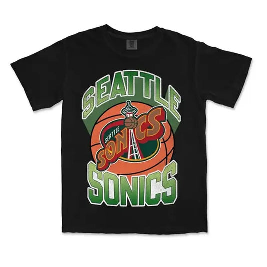 Seattle Son!cs Graphic Tee Print Short Sleeve T-Shirt, The Hedgehog shirt - Graphic Tee Tops, Fashion Cotton, For Men, For Women