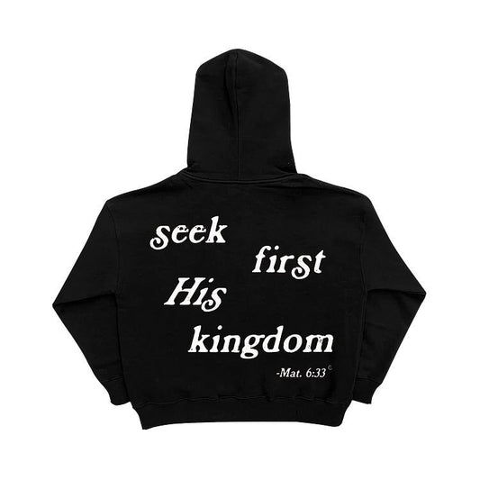 Seek First His Kingdom Graphic Hoodie vintage  shirts Cotton Menswear