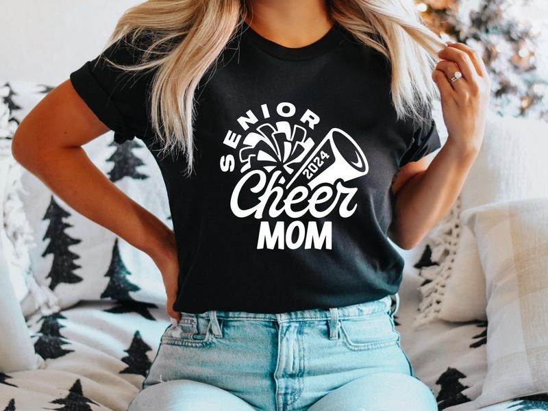 Senior Cheer Mom 2024 Shirt, Class Of 2024 T-shirt, Cheer Mom Gift Tee, Graduation Tee, Cheerleader Tee, Sport Team Support Shirt, Cheerleading Lover Short Sleeve. Cotton Breathable