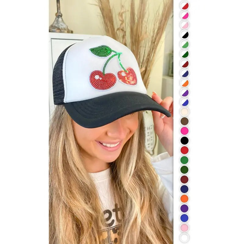Sequin Cherries Trucker Hat T-Shirts, Hoodie, Sweatshirt | DripVista.com
