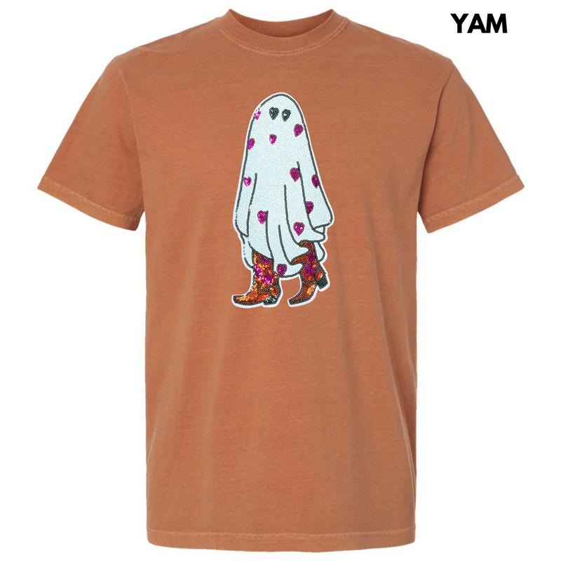 Sequin Cowgirl Ghost Patch Comfort Colors T-Shirt Hoodie, Sweatshirt | DripVista.com