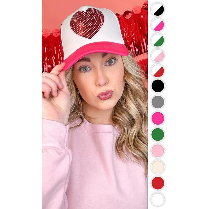 Sequin Heart Trucker Hat Tik Tok T-Shirts, Hoodie, Sweatshirt | DripVista.com
