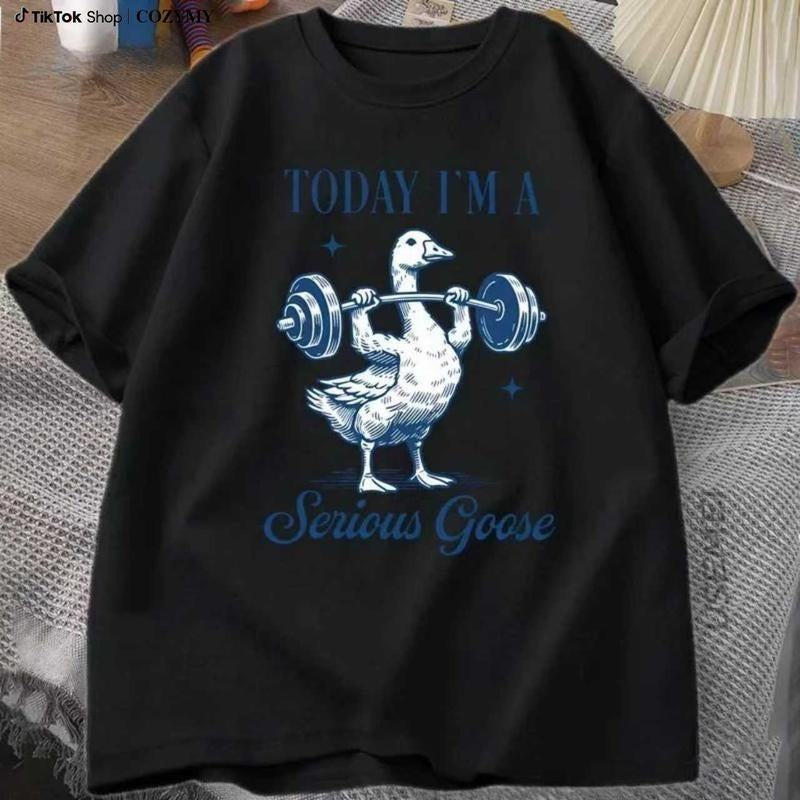 Serious Goose Weightlifting Lightsaber brand Shirt Funny Gym Workout Printed Lightsaber brand-shirt Animal Lover Tshirt...