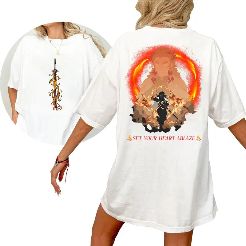 Set Your Heart Ablaze Funny DM Characters Tshirt Crewneck Hoodie Comfort Cotton Sweatshirt | DripVista.com