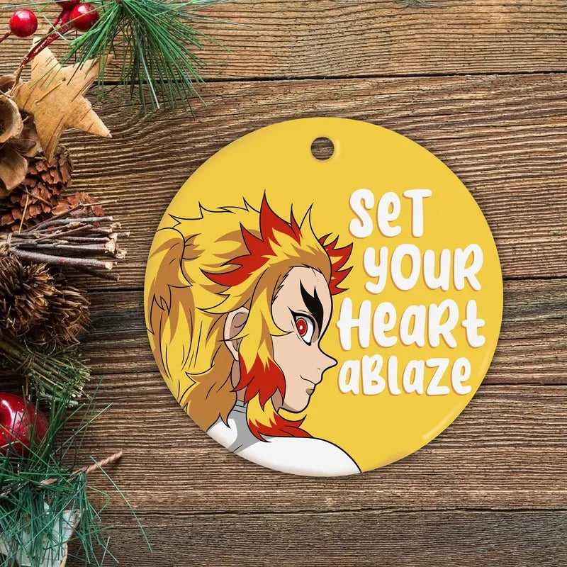 Set Your Heart Ablaze Ornament, Anime Christmas Ornament for Christmas Tre, Manga Xmas Tree Anime Ornament T-Shirts,...