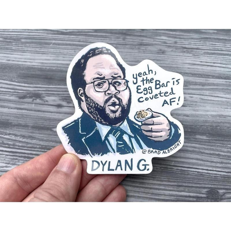 Severance Dylan G. Egg Bar Stickers - Zach Cherry Portrait Illustration - Waterproof Decals - FREE US SHIPPING T-Shirts,...