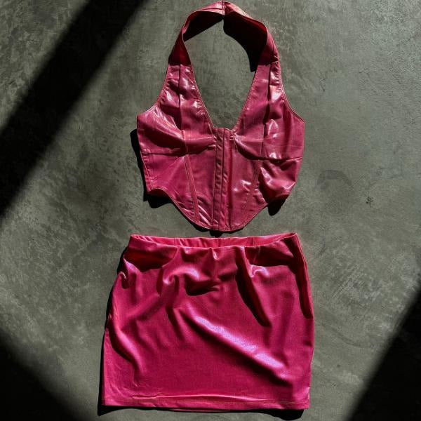 Sexy Mid Waist Pink Iridescent Mini Skirt for Women - Perfect for Summer and Spring T-Shirts, Hoodie, Sweatshirt