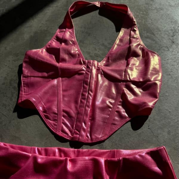 Sexy Pink Iridescent Backless Halter Top T-Shirts, Hoodie, Sweatshirt | DripVista.com
