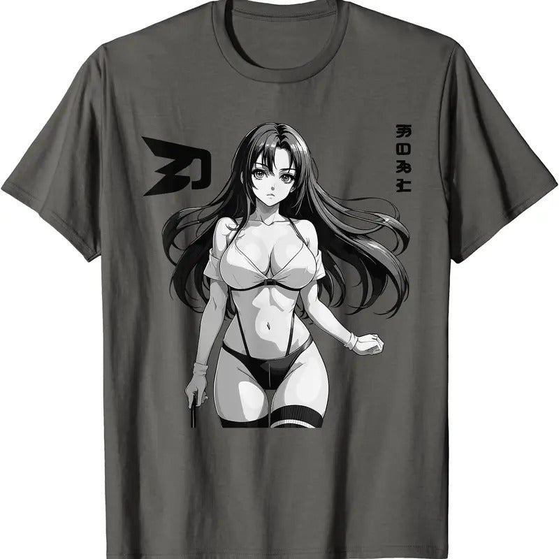 Sexy Waifu Otaku Anime Girl Japanese In Black And White Art TShirt Hoodie, Sweatshirt | DripVista.com