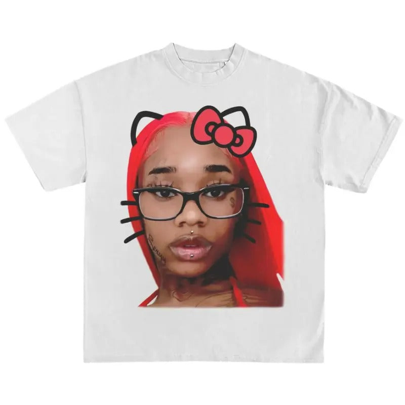 Sexyyy Red shirt Kitty Cute Shirt Cotton Fabric Hoodie, Sweatshirt | DripVista.com