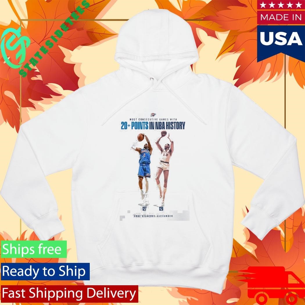 Shai Gilgeous Alexander OKC Thunder Most Consecutive Games With 20+ Points In NBA History T-Shirt