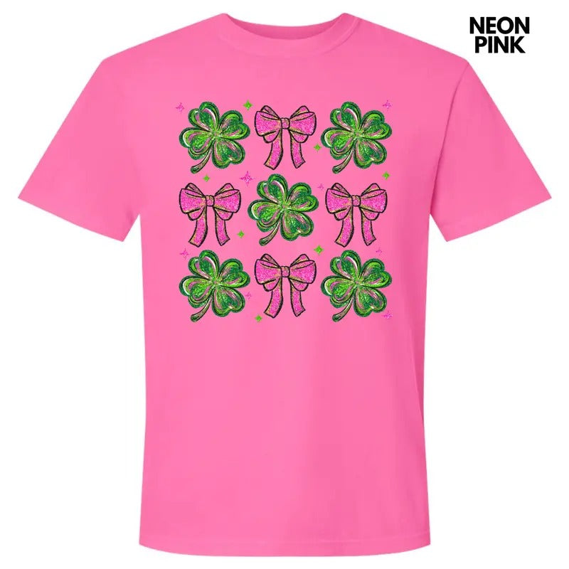 Shamrock Faux Glitter Collage Comfort Colors T-Shirt 'NLB' Hoodie, Sweatshirt | DripVista.com