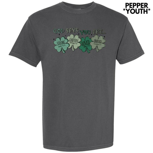 *** Shamrock God Says You Are Comfort Colors T-Shirt (Youth)