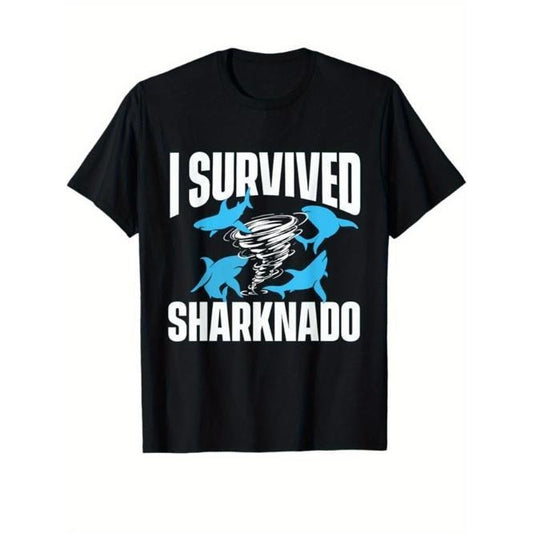 Shark Print Men's Cotton T-shirt, Graphic Tee Men's Outdoor Clothes, Men's Clothing, Casual Short Sleeve Crew Neck T-shirt, Tops For Men, Gift For Men Made in USAstyle{n002}3