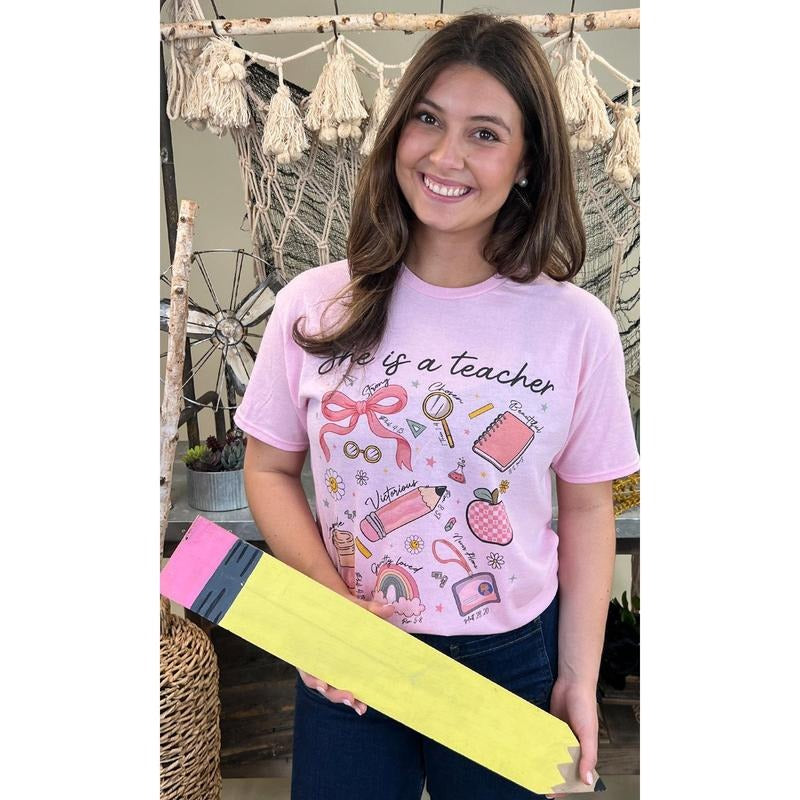 She is a Teacher Graphic Shirt Hoodie, Sweatshirt | DripVista.com