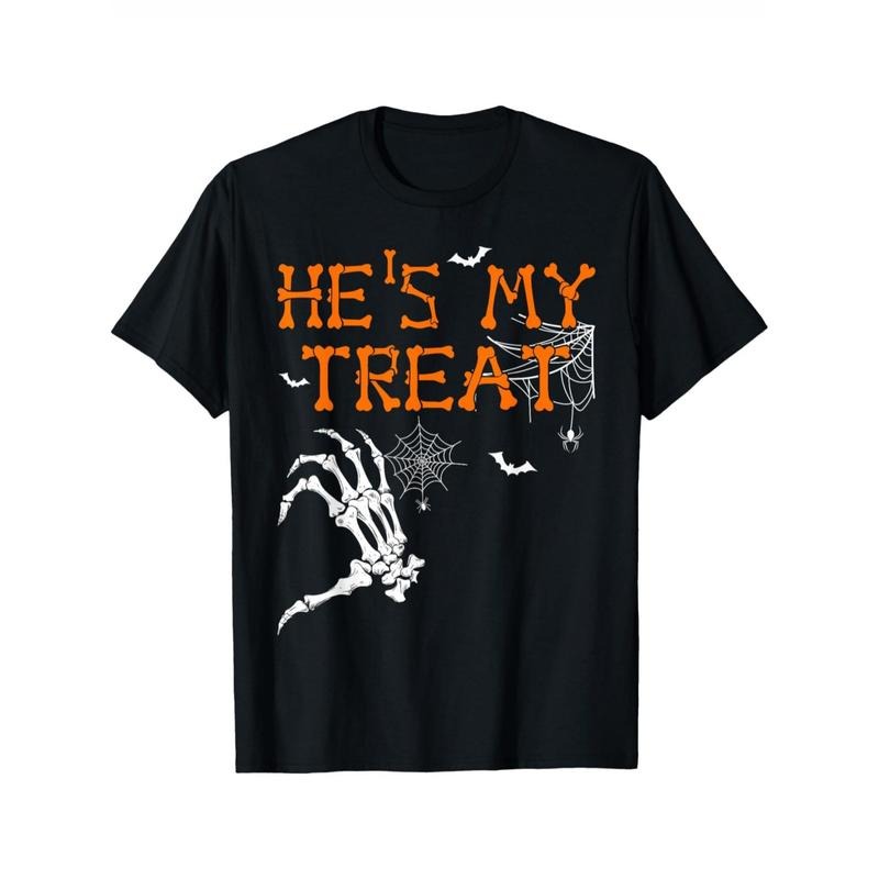 She's My Trick, He's My Treat Halloween Couple Skeleton Mens T Shirt made in usa Hoodie, Sweatshirt | DripVista.com