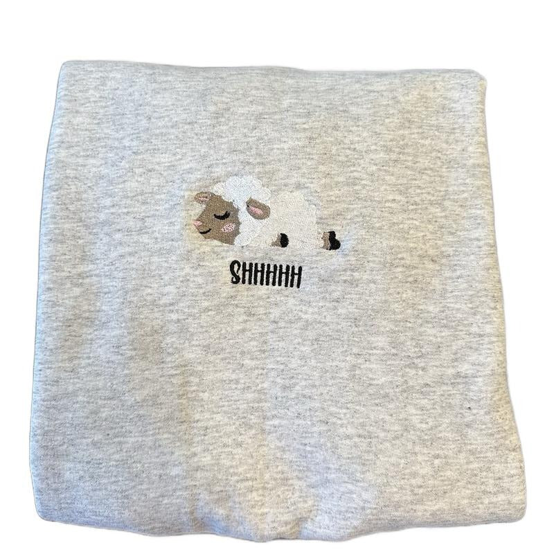 Sheep SHHHHHH Embroidered Crewneck Sweatshirt T-Shirts, Hoodie | DripVista.com