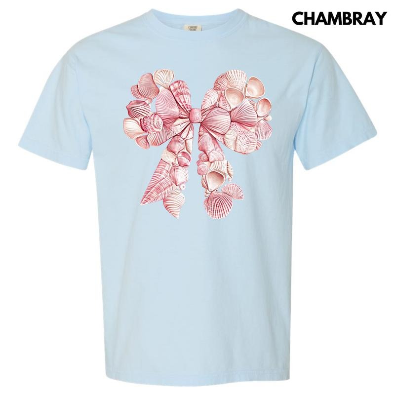 Shell Coquette Bow Comfort Colors T-Shirt Hoodie, Sweatshirt | DripVista.com