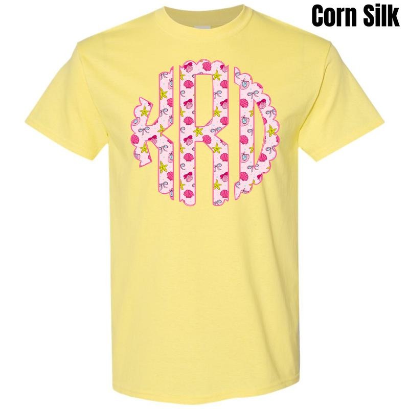 Shells & Bows Monogram Gildan Short Sleeve T-Shirt 'NLB' Hoodie, Sweatshirt | DripVista.com