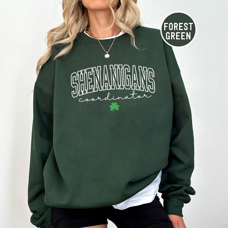 Shenanigans Coordinator St Patricks Day Crewneck Sweatshirt, Hoodie, T-shirt, St. Patrick's Day Gifts | DripVista.com