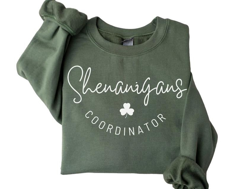 Shenanigans Coordinator Sweatshirt, St Patrick's Day Sweater, Irish Drinking Outfit T-Shirts, Hoodie | DripVista.com