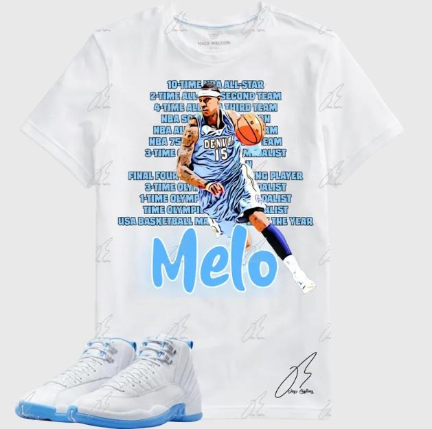 Shirt To Match AJ 12 Melo- Blue, Graphic Tee,Best Gift,Birthday,Sneaker Match,Mens Shirt Hoodie, Sweatshirt | DripVista.com
