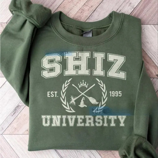 Shiz University Sweatshirt, Wickeds Shirt, Wizard Shiz Uni Hoodie, Musical Movie Shirt, Defy Gravity Broomstick Magic Wand Shirt