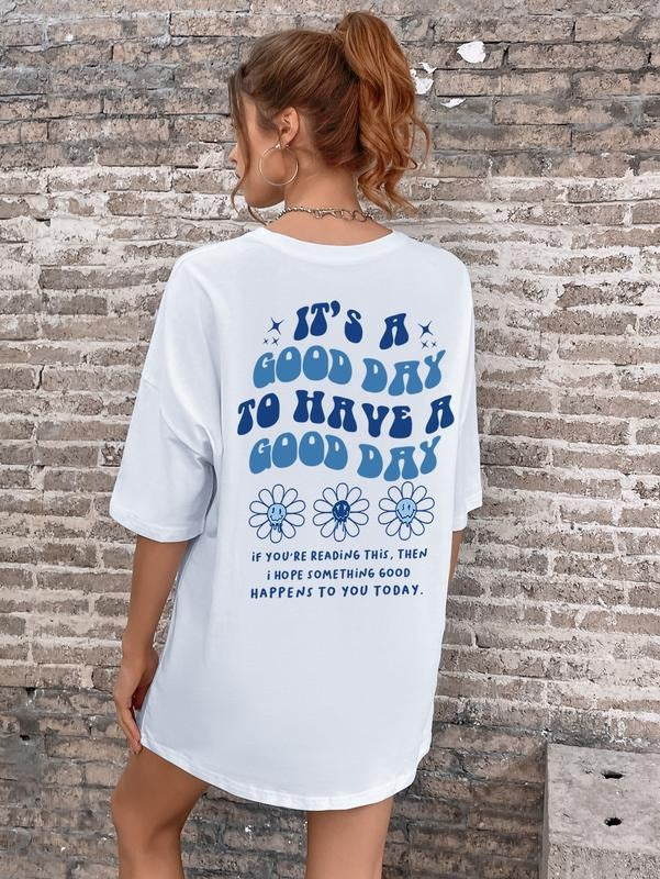 Short-Sleeve T Shirts Letter Print Oversized Top Graphic Tees Loose Casual Summer TopsY2K Hoodie, Sweatshirt | DripVista.com