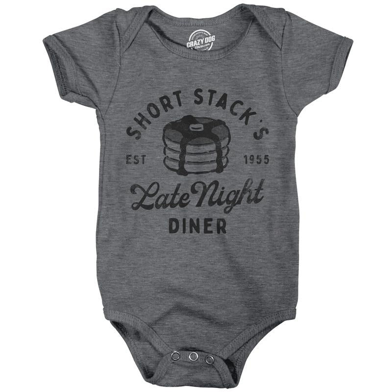 Short Stacks Late Night Diner Baby Bodysuit Funny Breakfast Joke Jumper for Infants Funny Baby Onesies Sarcastic Onesie...
