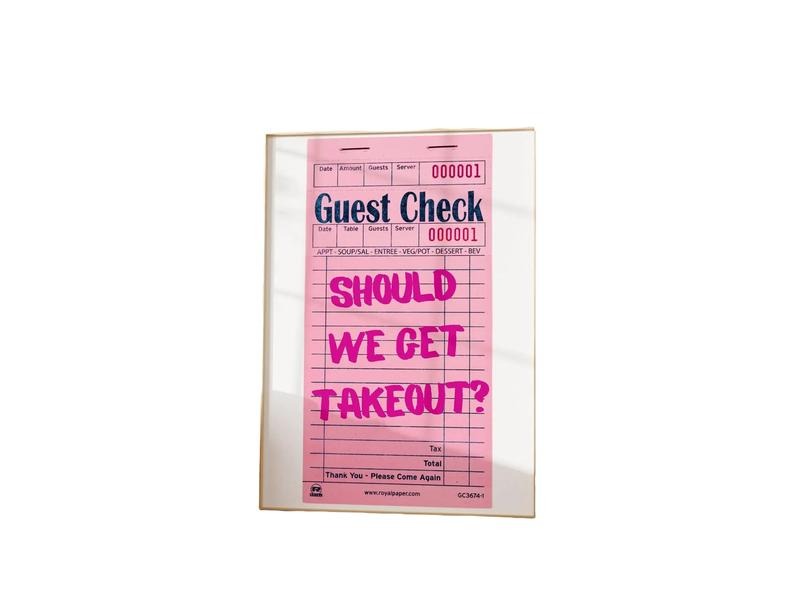 Should We Get Takeout Print Trendy Guest Check Poster, Guest Check Prints, Retro Wall Art, Funny Quotes Print, Girly...