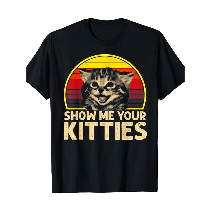 Show Me Your Kitties Cat Lover Retro Vintage Sunset T-Shirt 100%cotton Made in USA Hoodie, Sweatshirt | DripVista.com