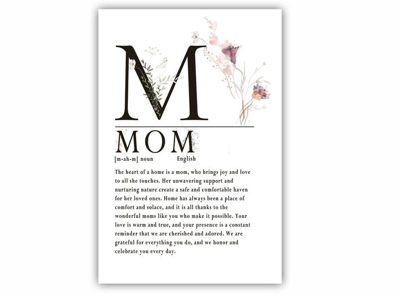 Show Some Love This Mother's Day With This Beautiful Inspiring \Mom\ Definition Word Print Mothers Day, Poster Prints No...
