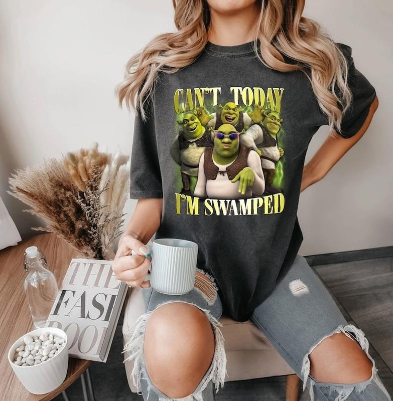 Shrek Funny Trending Shirt Can't Today I'm Swamped Shrek and Fiona Shirt