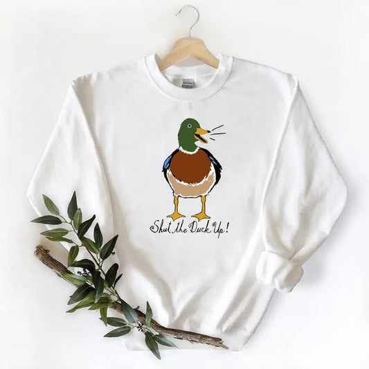 Shut The Duck Up shirt Mallard sport grey Unisex Duck Bird Watching Funny Nature, sweatshirt, hoodie Cotton Fabric