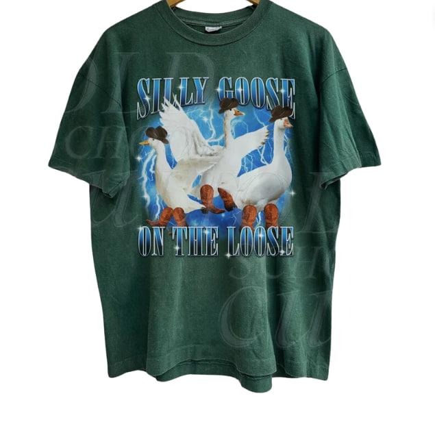 Silly Goose On The Loose Vintage 90s Graphic Shirt, Retro Funny Goose Bootleg Shirt, Retro Silly Meme Clothing, Fun Gift,...