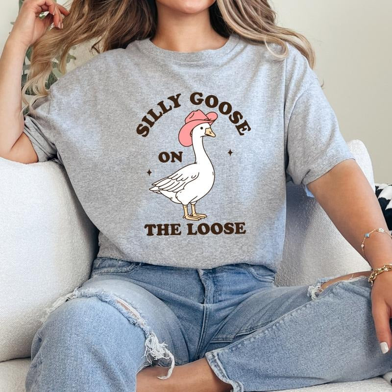 Silly Goose On the Loose T-Shirt, Funny Shirt Gift, Silly Goose Shirt, Funny Shirt for Women Full Color Print Hoodie,...
