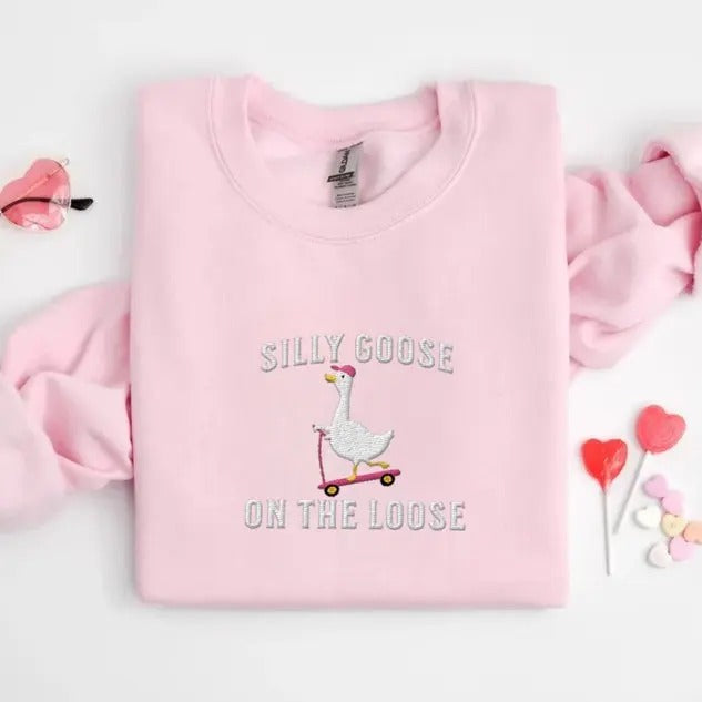 Silly Goose Sweatshirt Goose Crewneck Sweatshirt Silly Goose Shirt Funny Sweatshirt Funny Shirt Gift Hoodie | DripVista.com