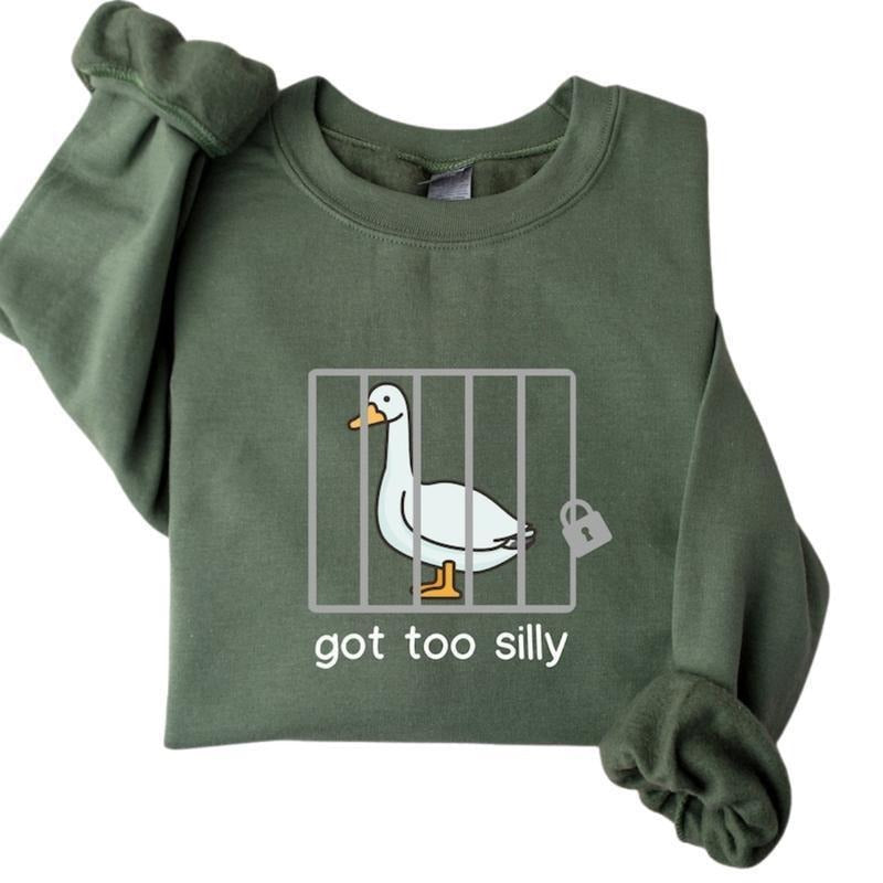 Silly Goose Sweatshirt, Got Too Silly Shirt, Funny Men's Women's Sweater, Trendy College Hoodie Classic Crewneck, Full...
