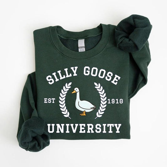 Silly Goose University Crewneck Embroidery Sweatshirt, Unisex Silly Goose University Shirt, Funny Men's Sweatshirt style 02