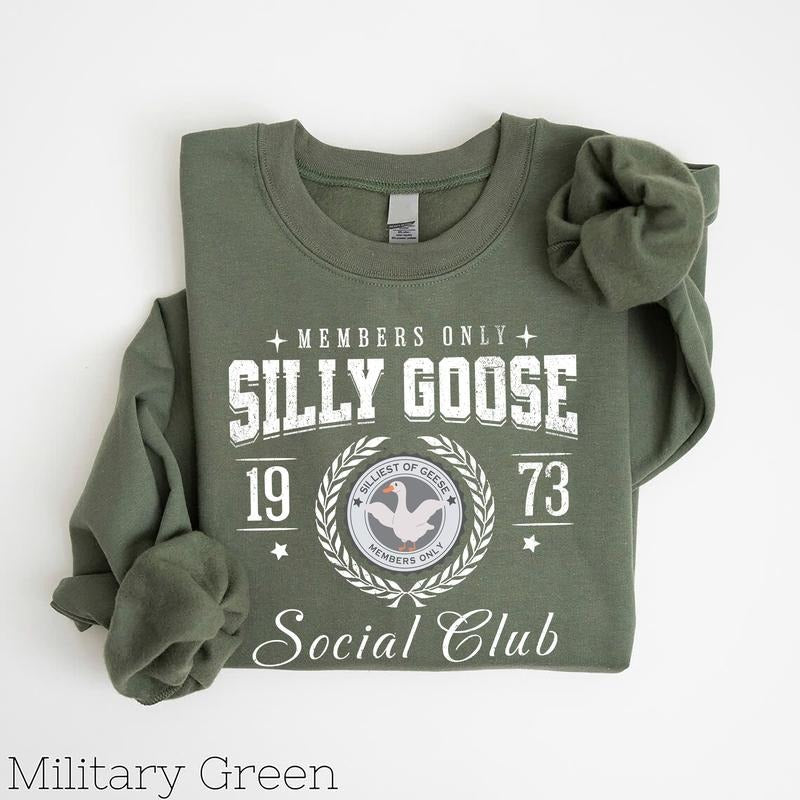Silly Goose University Crewneck Embroidery Sweatshirt, Unisex Silly Goose University Shirt, Funny Men's Sweatshirt