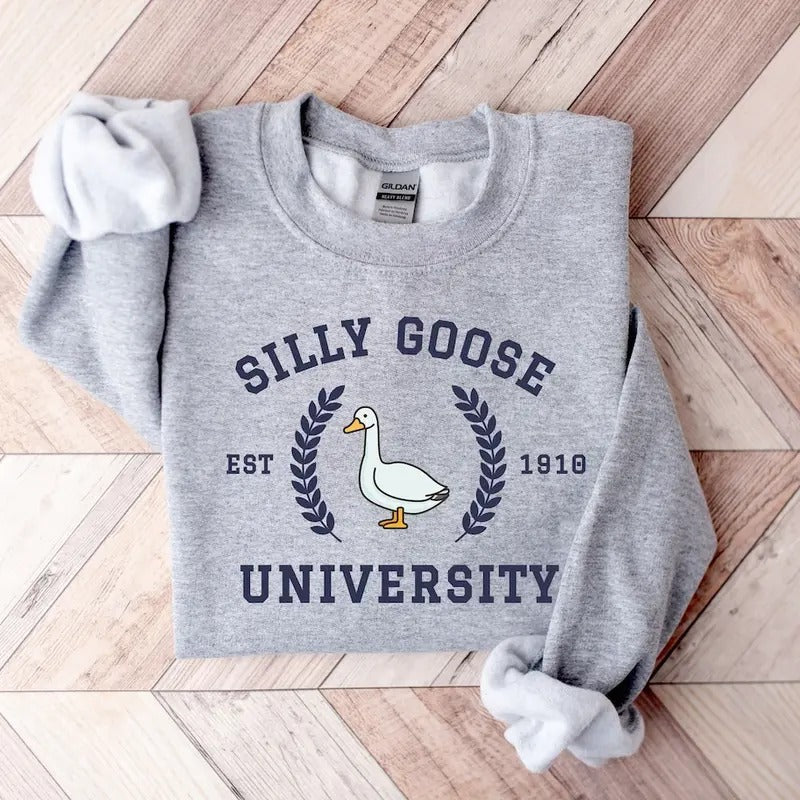 Silly Goose University Crewneck Sweatshirt,Unisex Silly Goose University Shirt Cotton Sweaters Hoodie | DripVista.com