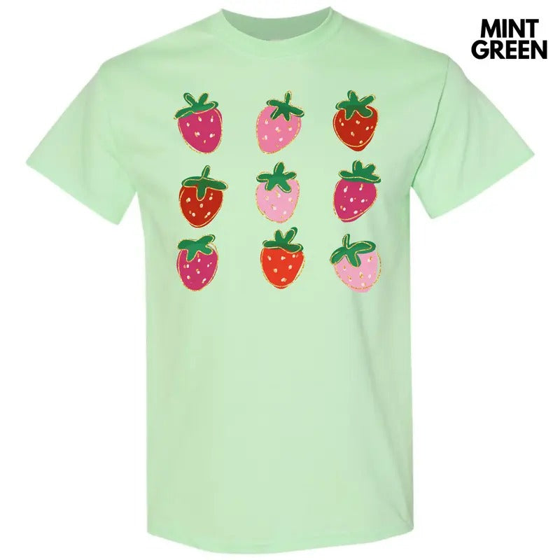 Simple Strawberry Collage Gildan Short Sleeve T-Shirt 'NLB' Hoodie, Sweatshirt | DripVista.com